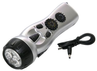 Dynamo Flashlight with Am/Fm Radio Siren and Cell Phone Charger