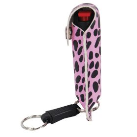 Wildfire 1.4% MC 1/2 oz pepper spray fashion leatherette holster and quick release keychain cheetah black/pink