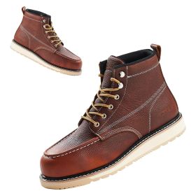 VEVOR Steel Toe Work Boots, US Size 9.5, Waterproof Moc Toe Work Boots for Men, Slip-Resistant Work Boot