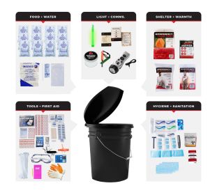 1 Person Comfort Survival Kit (Option: Bucket and Lid)