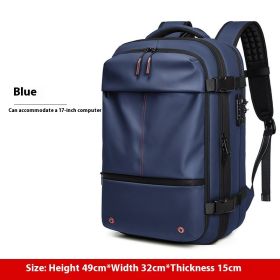 Travel Backpack Men's Business Multifunction Computer Bag Vacuum Compression Large-capacity Backpack (Option: Blue regular version-19 Inch)