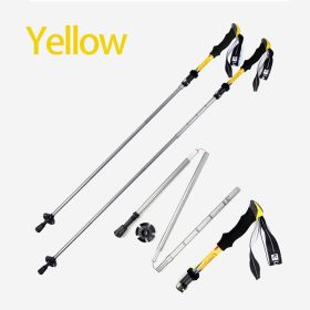 Lightweight 5-section Foldable 7075 Trekking Pole Hiking Pole (Color: Yellow)