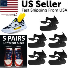 5 Pairs Shoe Protector Anti Crease Force Fields Cover Toe Cap Creasing Decreaser (Color: Black, size: L (Men's Shoe Size 7-12))