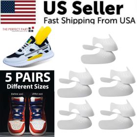 5 Pairs Shoe Protector Anti Crease Force Fields Cover Toe Cap Creasing Decreaser (Color: White, size: L (Men's Shoe Size 7-12))