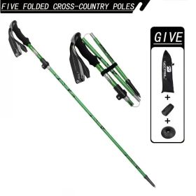 Five Section Folding Trekking Cane For Hiking And Walking - Lightweight 7075 Aluminum, Strong And Durable Outer Lock And High-density EVA Grip (Color: 1PC Green)