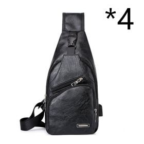 Casual Fashion Men's USB Charging Chest Bag (Option: 4pcs Black)